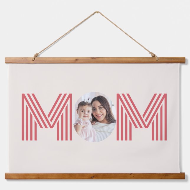 Mum Photo Minimal Modern Mothers Day Gift Hanging Tapestry (Front)