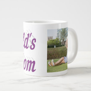 Mum Photo purple text Giant Coffee Mug