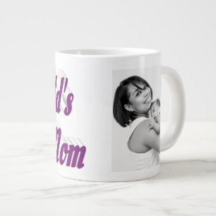 Mum Photo purple typography Mothers Day Large Coffee Mug