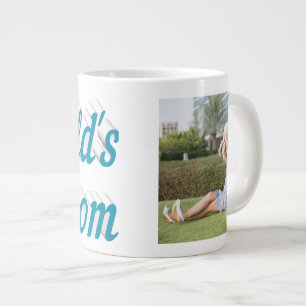 Mum Photo sky blue text Giant Coffee Mug