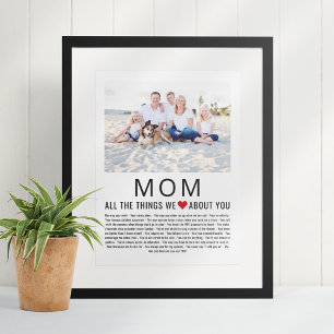 Mum Photo Things We Love About You Mother's Day  Poster