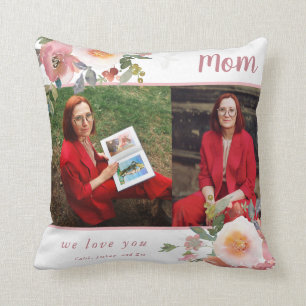 Mum Photo We love you Mother's Day Gift Floral Cushion