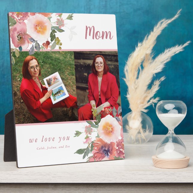 Mum Photo We love you Mother's Day Gift Floral  Plaque (Side)