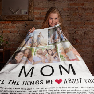 Mum Photos Things We Love About You Mother's Day Fleece Blanket