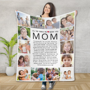 Mum Photos Things We Love About You Mother's Day Fleece Blanket