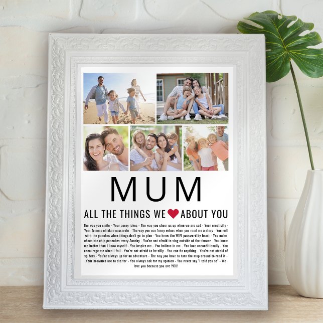 Mum Photos Things We Love About You Mother's Day  Poster (Creator Uploaded)