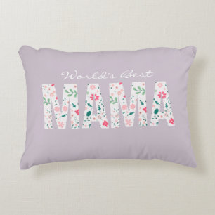 Mum Pillow Gift World's Best Mama Accent Pillow