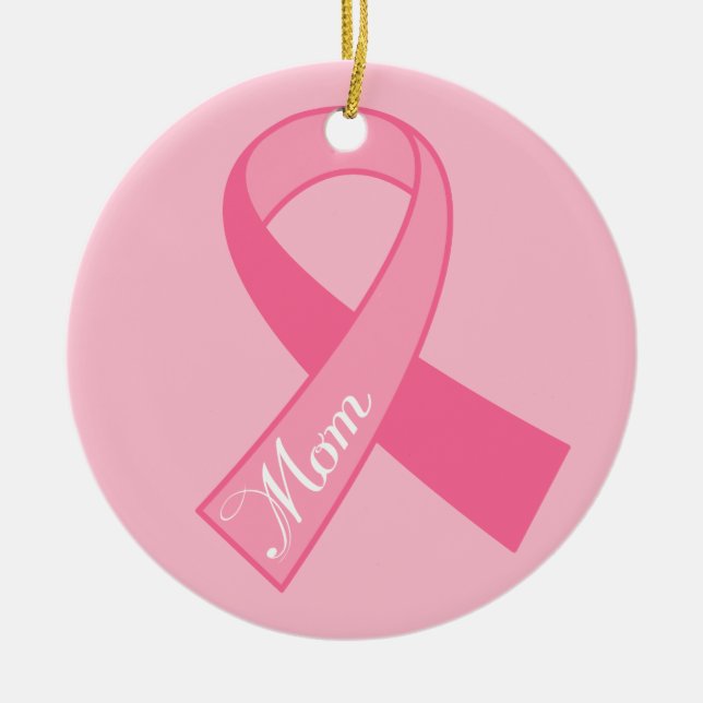 Mum Pink Ribbon Breast Cancer Ornament Gift (Front)