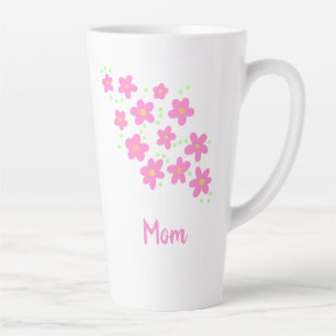 Mum Pink Whimsical Flowers Latte Mug