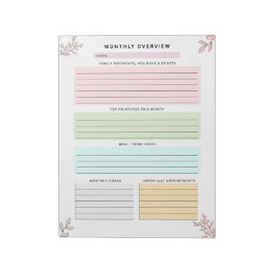 Mum Planner Monthly Overview Family Organiser Notepad