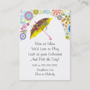 Mum Play Date Umbrella 2019 Calendar Calling Card