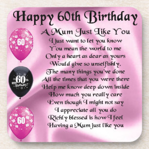 Mum poem  - 60th Birthday Coaster