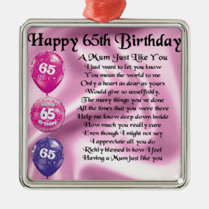 Mum Poem  -  65th Birthday Metal Tree Decoration