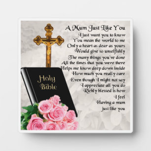 Mum Poem Plaque - Bible & Roses Design