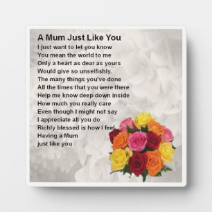 Mum Poem Plaque - Flowers Design