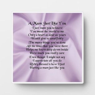 Mum Poem Plaque - Lilac Silk Design
