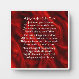 Mum Poem Plaque - Red Silk Design