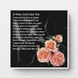 Mum Poem Plaque - Roses Design