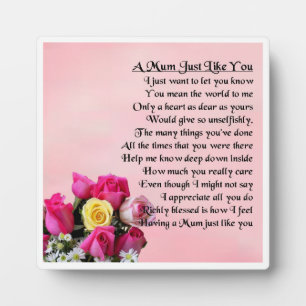 Mum Poem Plaque - Roses Design