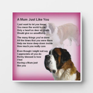 Mum Poem Plaque - St Bernard Dog Design