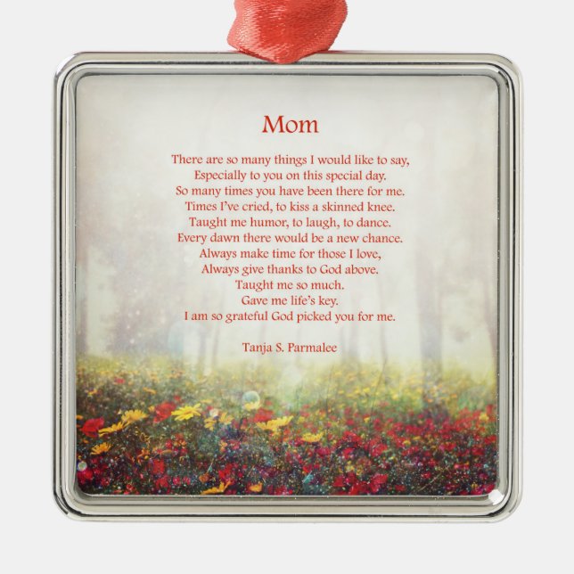 Mum Poetry Collector Metal Tree Decoration (Front)