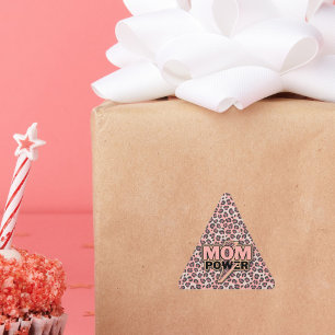Mum Power Pink Leopard Print Triangle Sticker