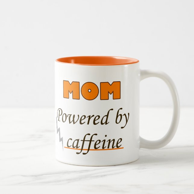mum Powered by caffeine Two-Tone Coffee Mug (Right)