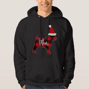 Mum Pug Dog Christmas Mama Pajama Red Plaid Buffal Hoodie