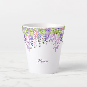 Mum Purple Wisteria Watercolor Floral Latte Mug