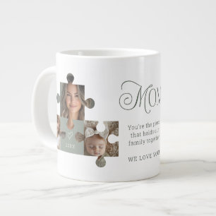 Mum Puzzle Pieces 3 Photo Collage Large Coffee Mug