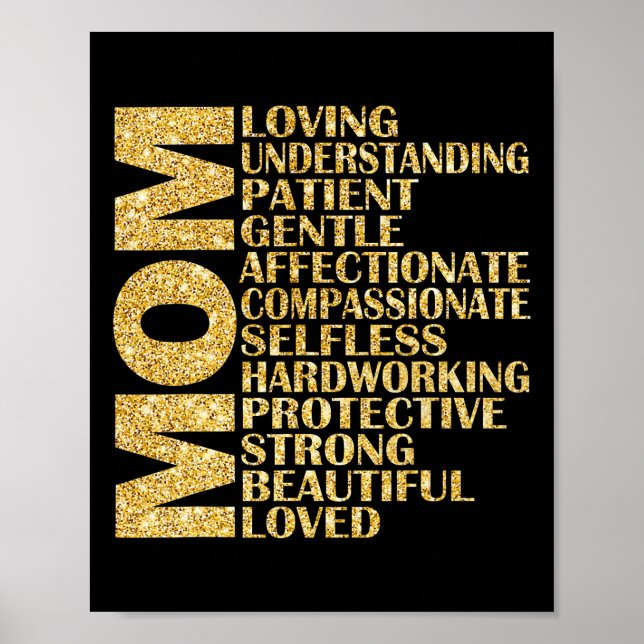Mum Qualities Definition Loving Understanding Poster (Front)