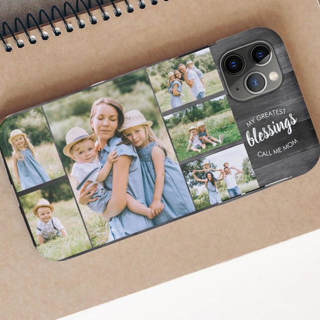Mum Quote 6 Photo Collage Rustic Grey Case-Mate iPhone Case (Creator Uploaded)