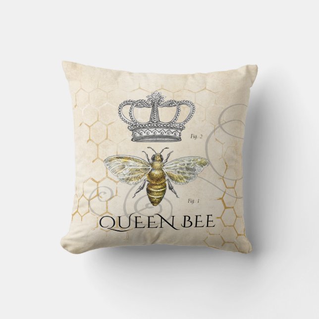 Mum Quote Queen Bee Monogram Cushion (Front)