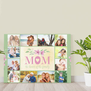 Mum Quote The Heart of the Family Green 12 Photo Canvas Print
