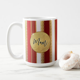 Mum Red Bougie Stripes Personalised Coffee Mug