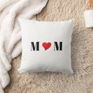Mum red heart modern typography cute keepsake cushion