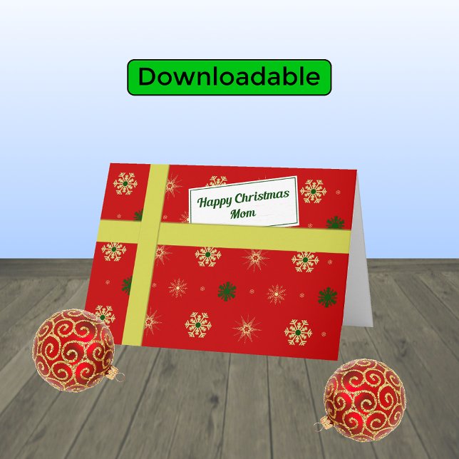 Mum red parcel modern christmas holiday card (Creator Uploaded)