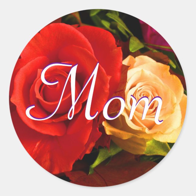 Mum Red Yellow Rose Sticker (Front)