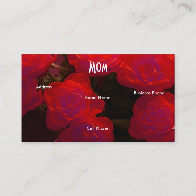 Mum Red Yellow Roses Calling Card (Front)