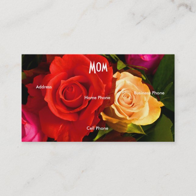 Mum Red Yellow Roses Profile Card (Front)