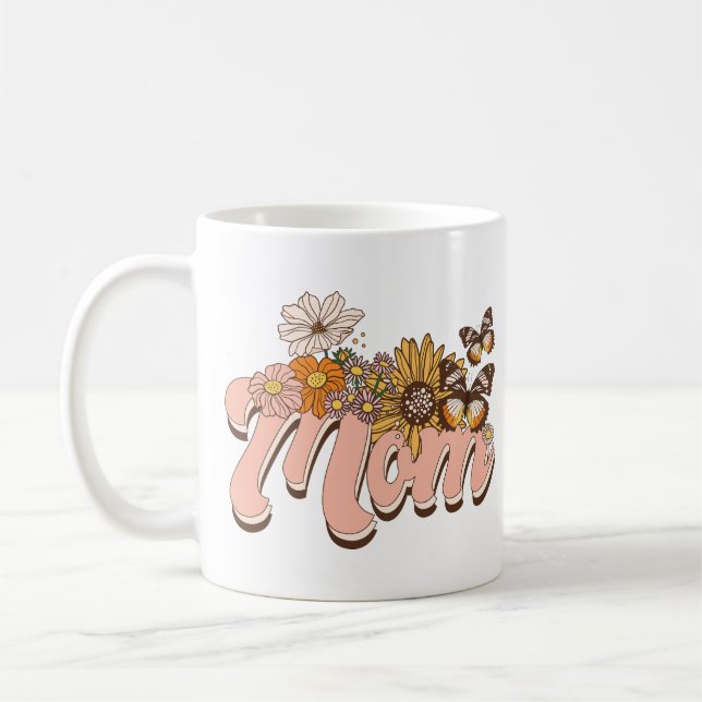 Mum Retro Floral Coffee Mug (Left)