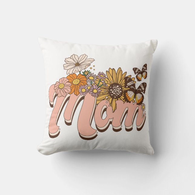 Mum Retro Floral Cushion (Front)