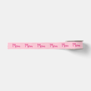 Mum Ribbon in Dark Pink Text on Light Pink Ribbon Grosgrain Ribbon