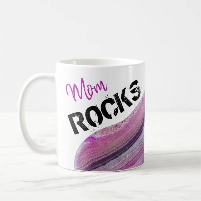 *~* Mum Rocks Lapidary Agate Lavender Stone Coffee Mug (Left)