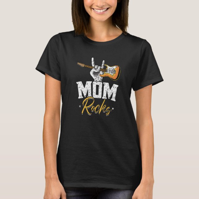 Mum Rocks  Rock And Roll Electronic Rock Guitar T-Shirt (Front)