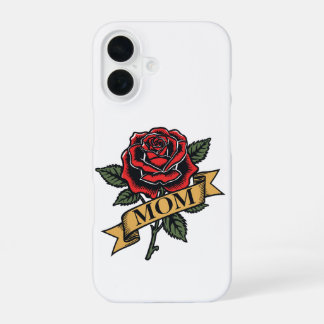 Mum Rose Vintage Tattoo Style Red Rose Banner iPho iPhone 16 Case