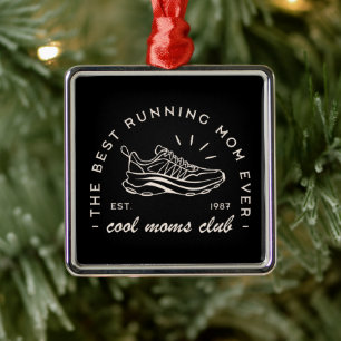 Mum run club running marathoner aesthetic black metal ornament