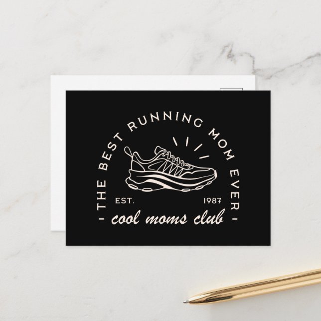 Mum run club running marathoner athletic aesthetic holiday postcard (Front/Back In Situ)