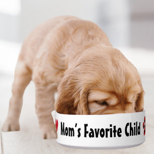 Mum’s Favourite Child,Red heart & Paw,funny pet do Bowl