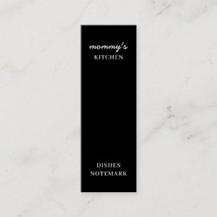 Mum’s Kitchen Modern Black Recipe Bookmark Mini Business Card